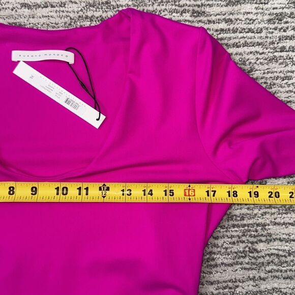 NWT Susana Monaco U Neck Bodycon MIDI Dress Pink Glo XL Revolve - Picture 8 of 15